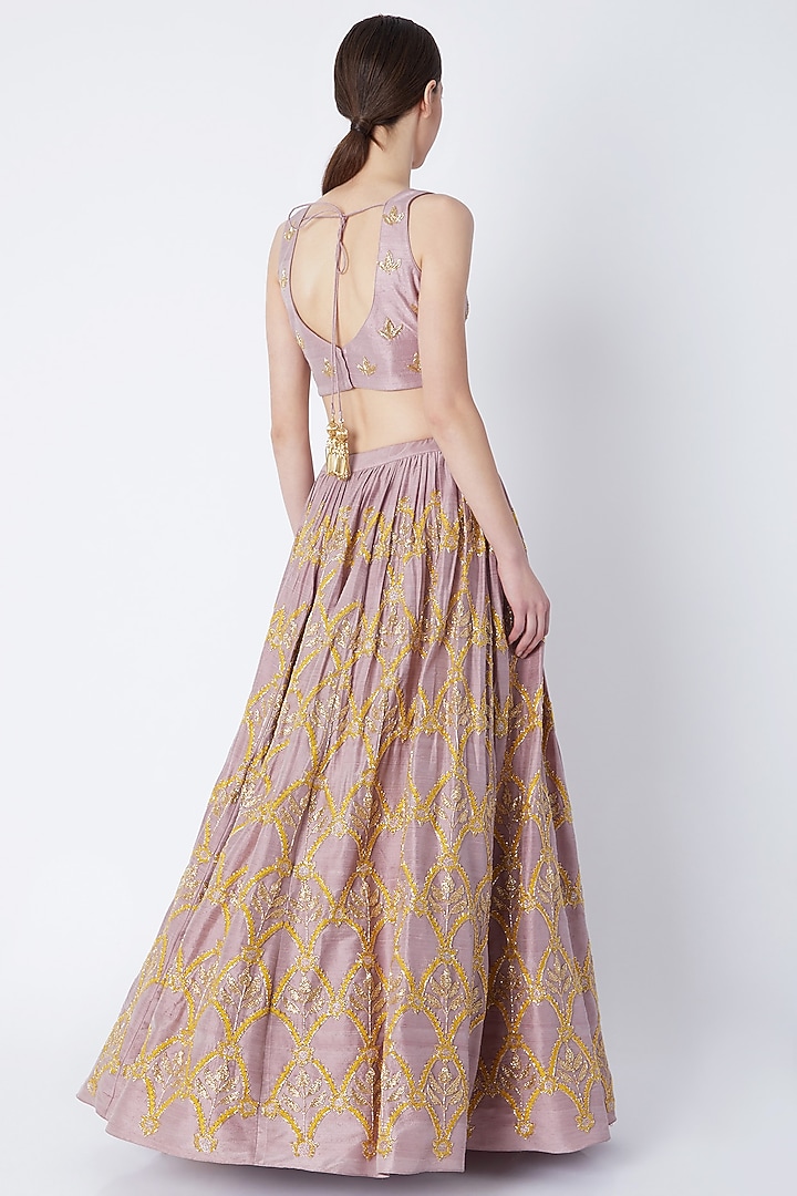 Lavender Embroidered Wedding Lehenga Set by Ease at Pernia's Pop Up Shop