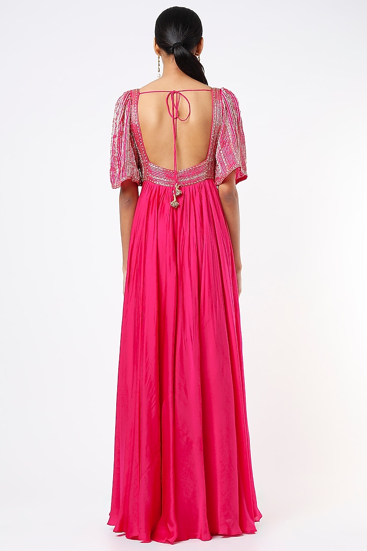 Fuchsia Embroidered Wedding Anarkali Set by Ease at Pernia's Pop Up Shop