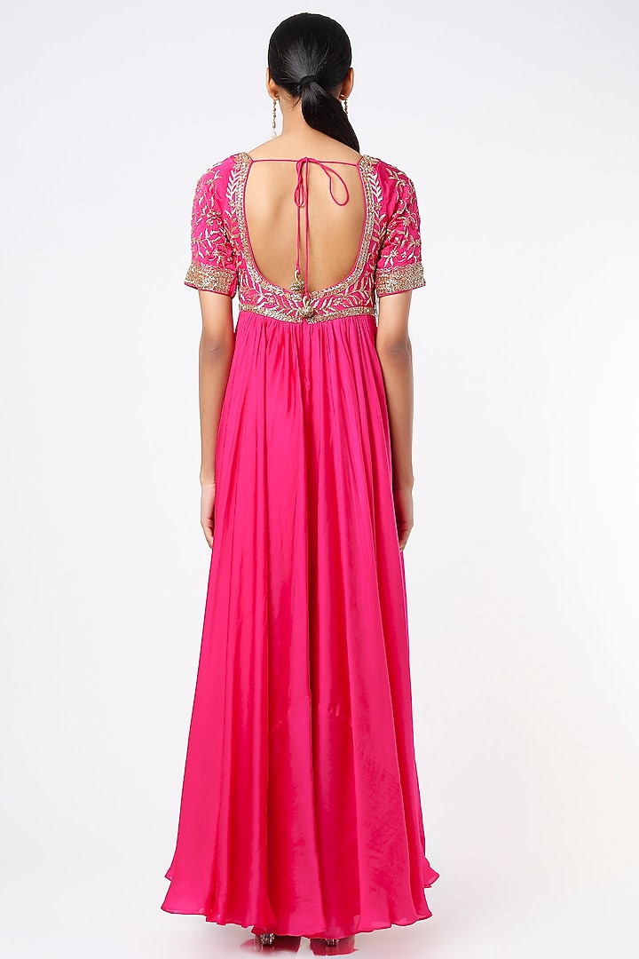 Fuchsia Jaal Embroidered Wedding Anarkali Set by Ease at Pernia's Pop Up Shop