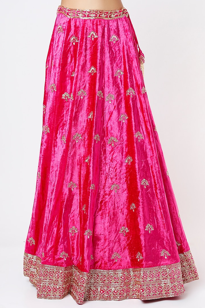 Hot Pink Embroidered Bridal Lehenga Set by Ease at Pernia's Pop Up Shop