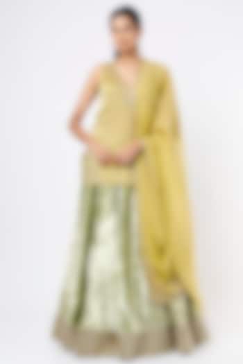 Green Embroidered Lehenga Set by Ease