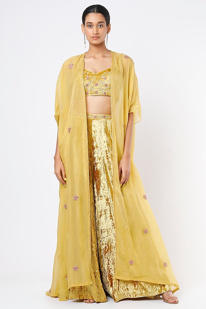 Gold Embroidered Jacket Set by Ease