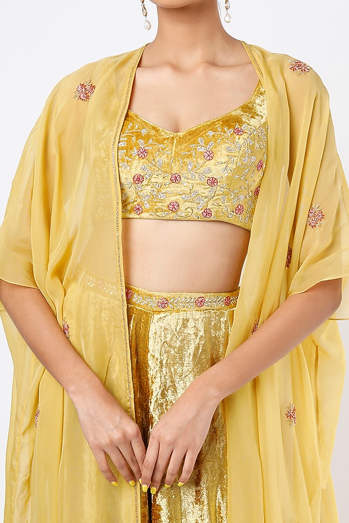 Gold Embroidered Jacket Set by Ease at Pernia's Pop Up Shop