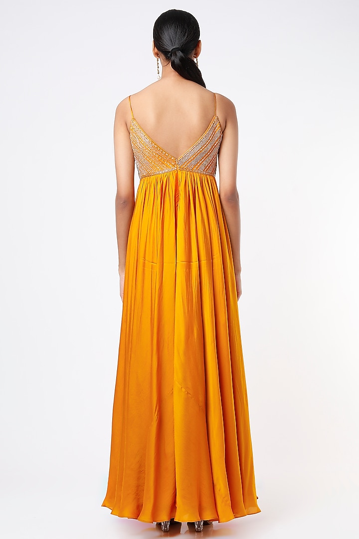Mango Yellow Embroidered Wedding Anarkali Set by Ease at Pernia's Pop Up Shop