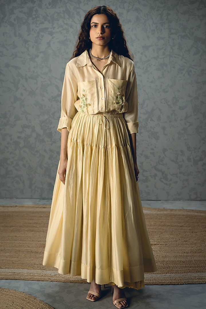 Ivory Silk Midi Summer Dress by Ease at Pernia's Pop Up Shop