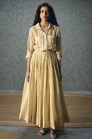 Ivory Silk Midi Dress by Ease