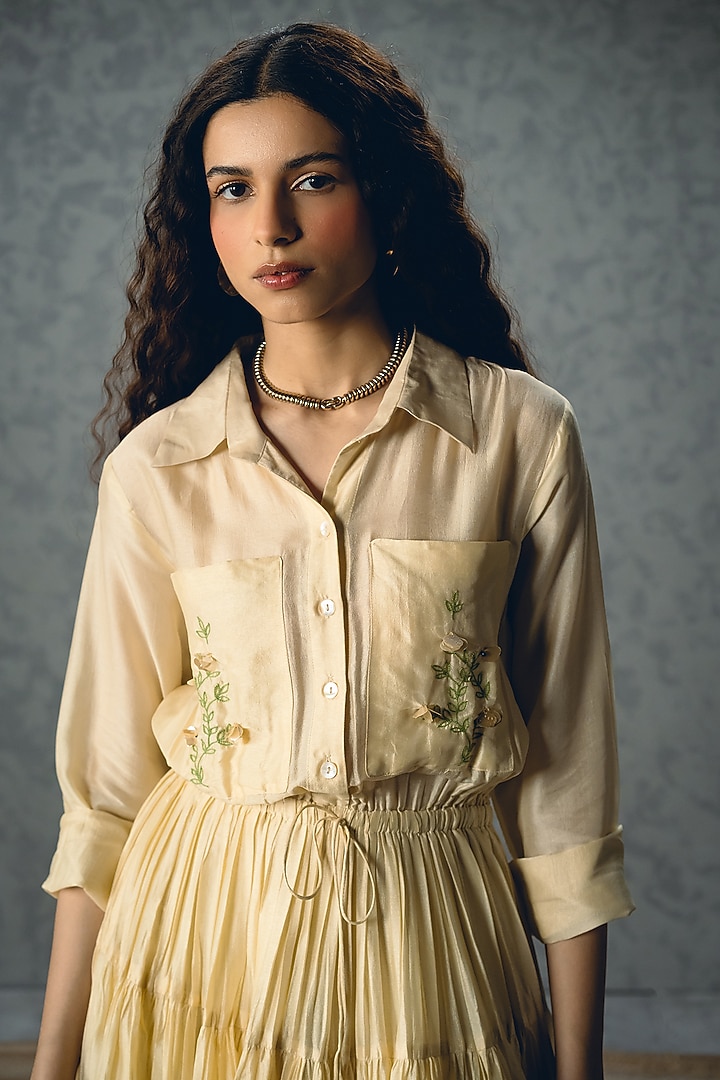 Ivory Silk Midi Summer Dress by Ease at Pernia's Pop Up Shop
