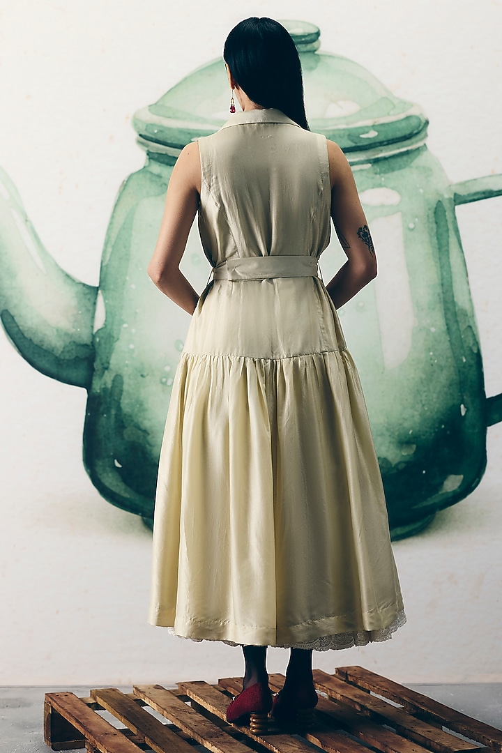 Ivory Silk Midi Summer Dress by Ease at Pernia's Pop Up Shop