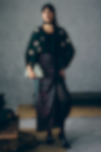 Bottle Green Gokul Chiniya Wrap-Skirt Set by Ease at Pernia's Pop Up Shop