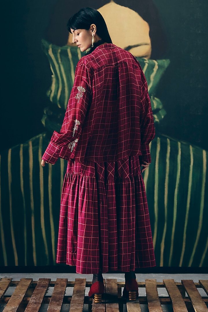 Maroon Poplin Skirt Set by Ease at Pernia's Pop Up Shop