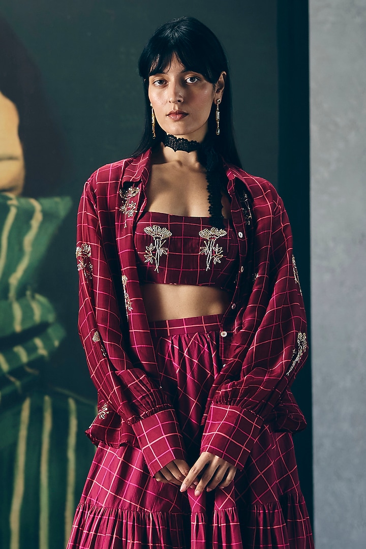 Maroon Poplin Skirt Set by Ease at Pernia's Pop Up Shop