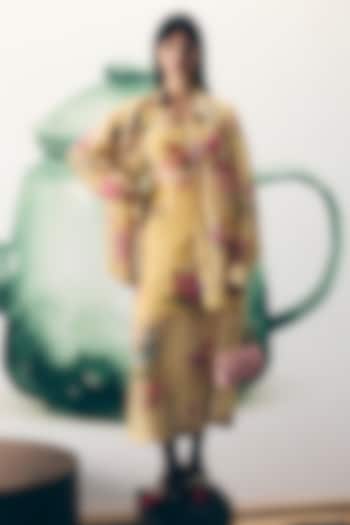 Pale Yellow Silk Flowy Skirt Set by Ease at Pernia's Pop Up Shop