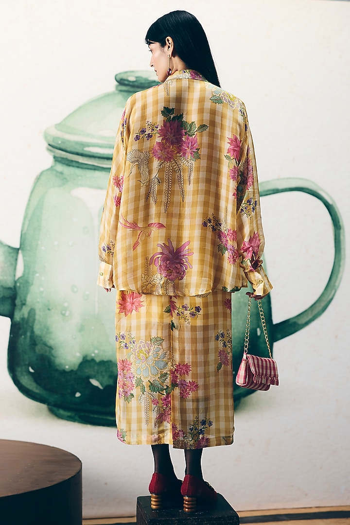 Pale Yellow Silk Flowy Skirt Set by Ease at Pernia's Pop Up Shop