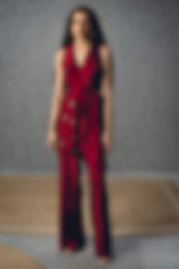 Burgundy Russian Silk Co-Ord Set by Ease at Pernia's Pop Up Shop