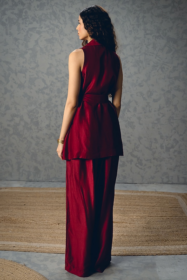 Burgundy Russian Silk Co-Ord Set by Ease at Pernia's Pop Up Shop