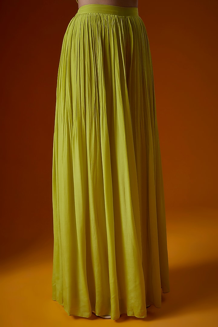 Lime Pure Crepe Wedding Sharara Set by Ease at Pernia's Pop Up Shop