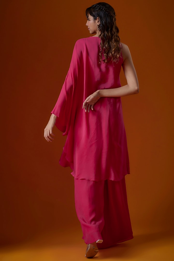 Rani Pink Pure Crepe Palazzo Pant Set by Ease at Pernia's Pop Up Shop