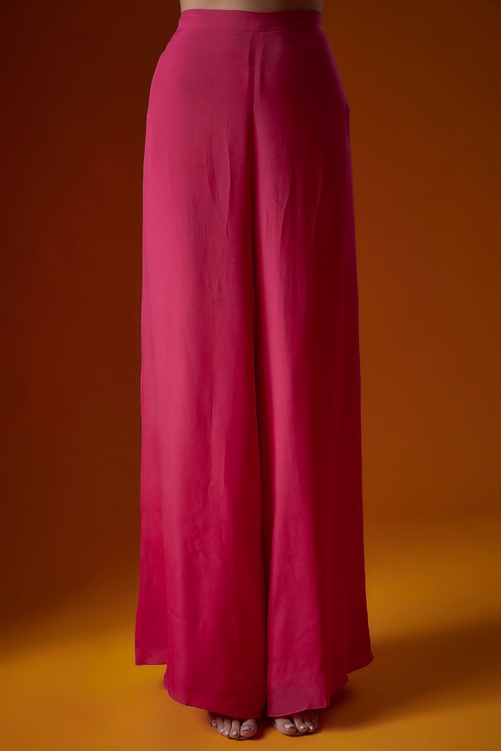 Rani Pink Pure Crepe Palazzo Pant Set by Ease at Pernia's Pop Up Shop