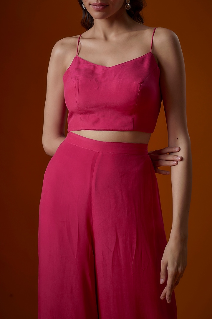 Rani Pink Pure Crepe Palazzo Pant Set by Ease at Pernia's Pop Up Shop