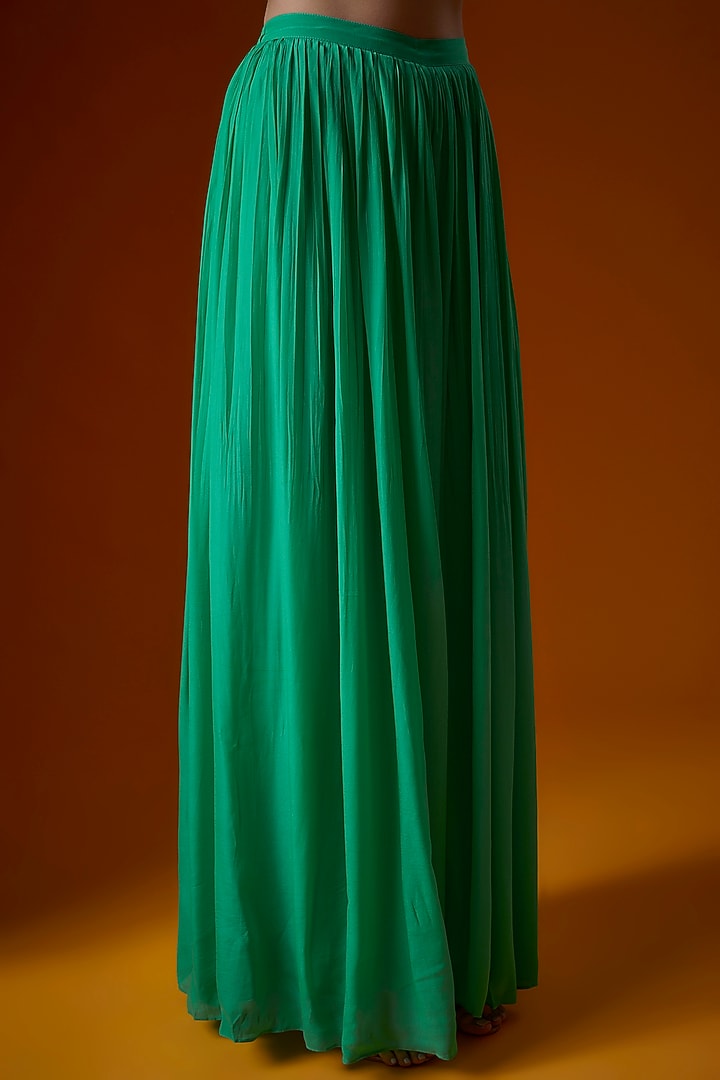 Turquoise Pure Crepe Wedding Sharara Set by Ease at Pernia's Pop Up Shop