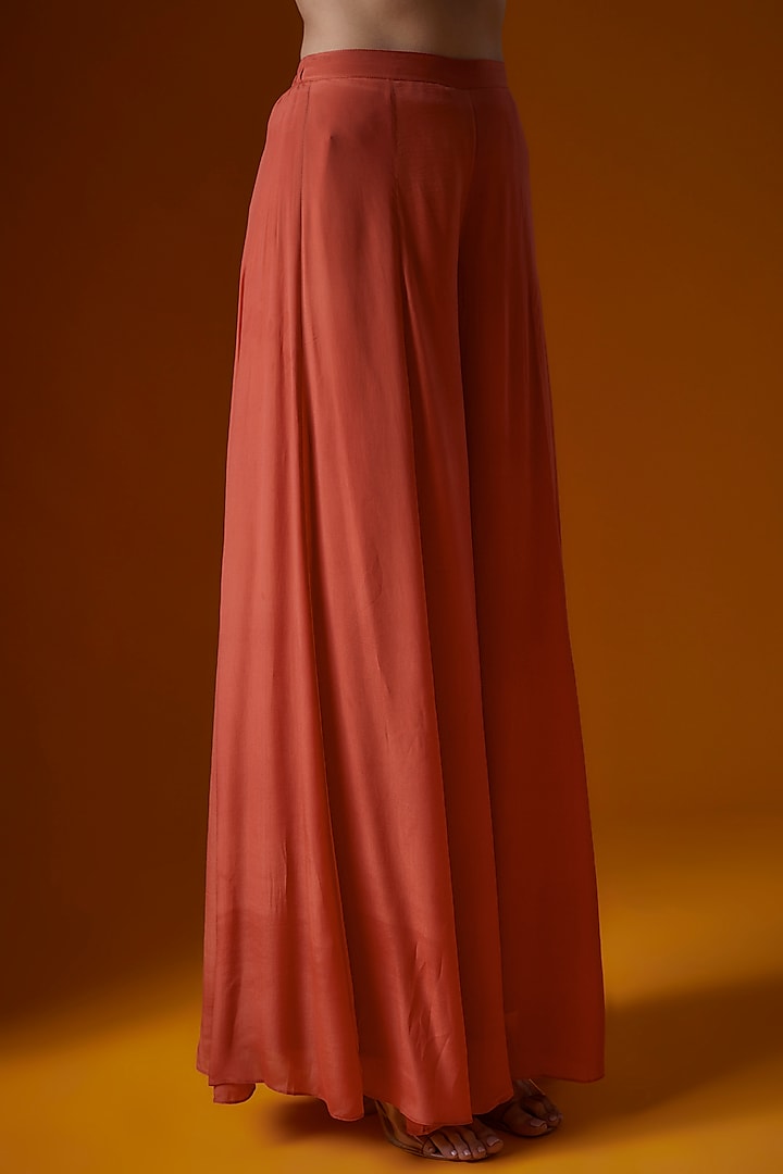 Rust Pure Crepe Wedding Sharara Set by Ease at Pernia's Pop Up Shop