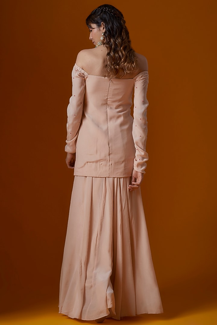 Baby Pink Pure Crepe Wedding Sharara Set by Ease at Pernia's Pop Up Shop