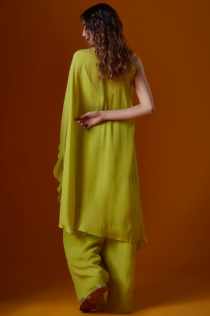 Lime Pure Crepe Palazzo Pant Set by Ease at Pernia's Pop Up Shop