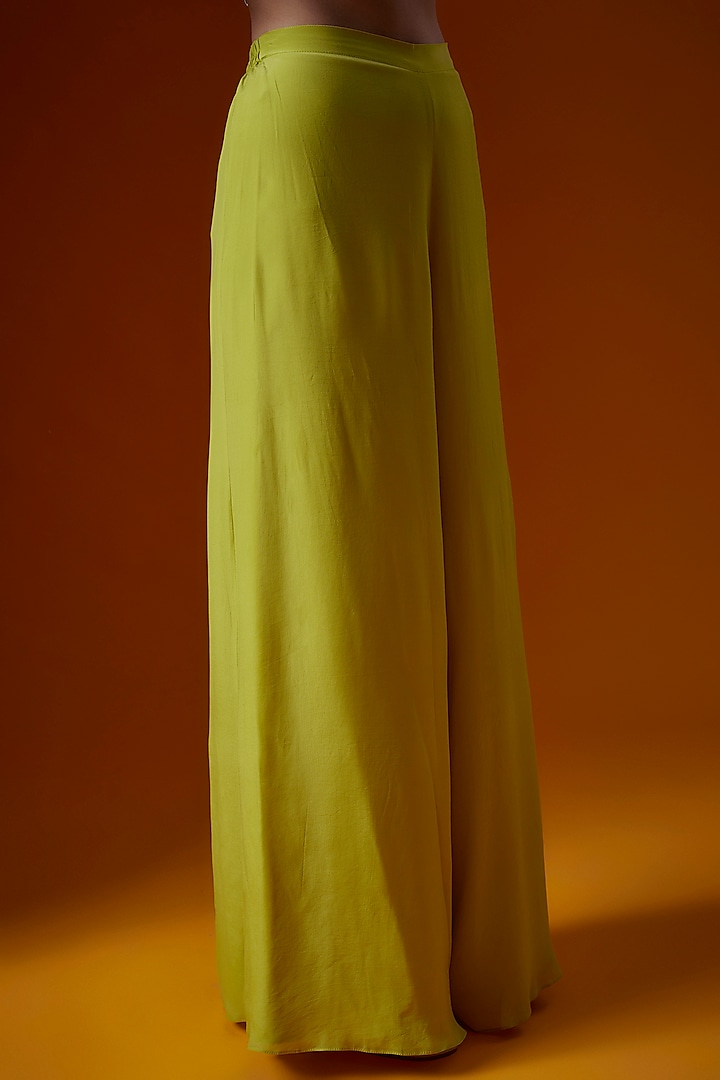 Lime Pure Crepe Palazzo Pant Set by Ease at Pernia's Pop Up Shop