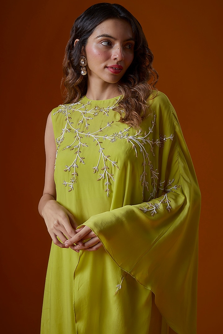 Lime Pure Crepe Palazzo Pant Set by Ease at Pernia's Pop Up Shop