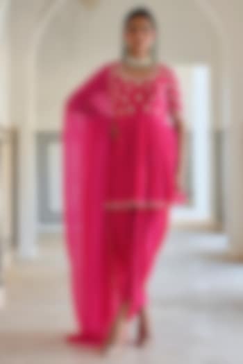 Rose Pink Pure Crepe Dhoti Set by Ease at Pernia's Pop Up Shop