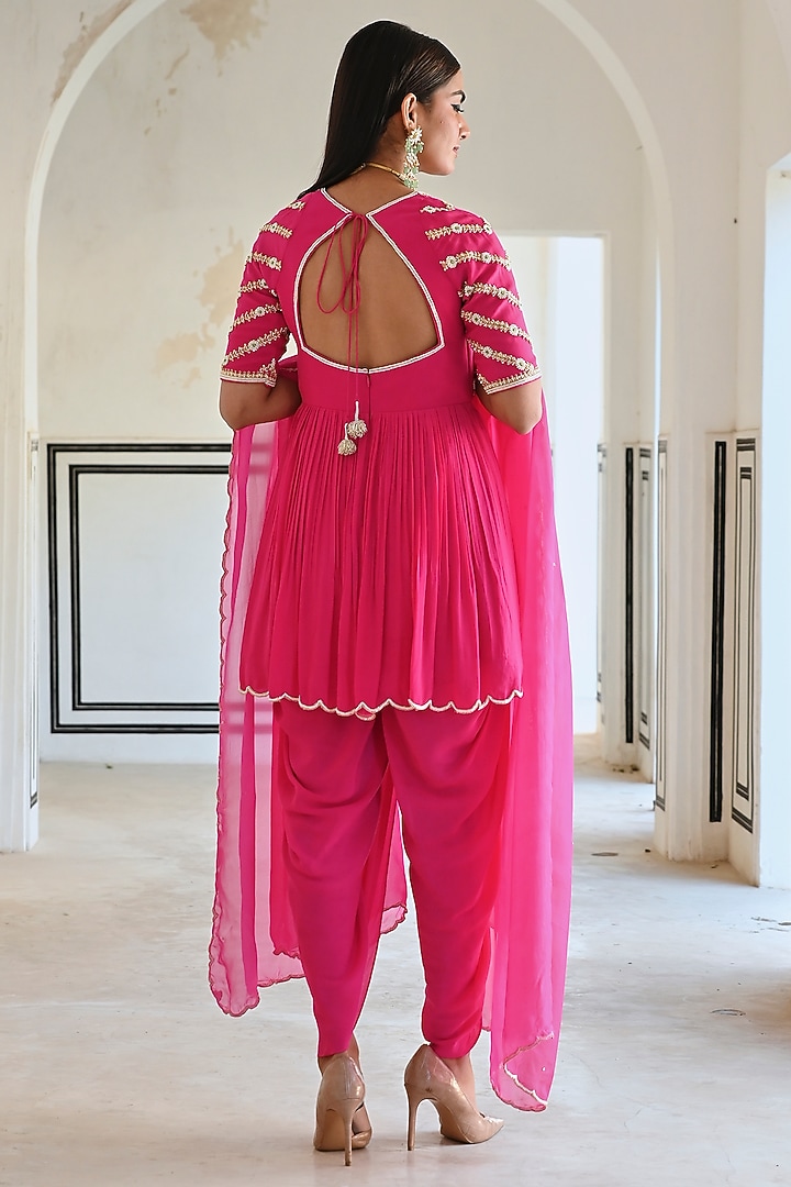 Rose Pink Pure Crepe Dhoti Set by Ease at Pernia's Pop Up Shop