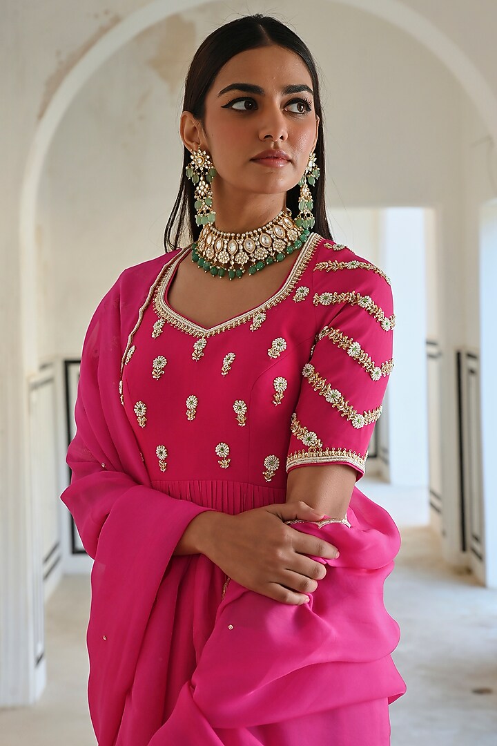 Rose Pink Pure Crepe Dhoti Set by Ease at Pernia's Pop Up Shop