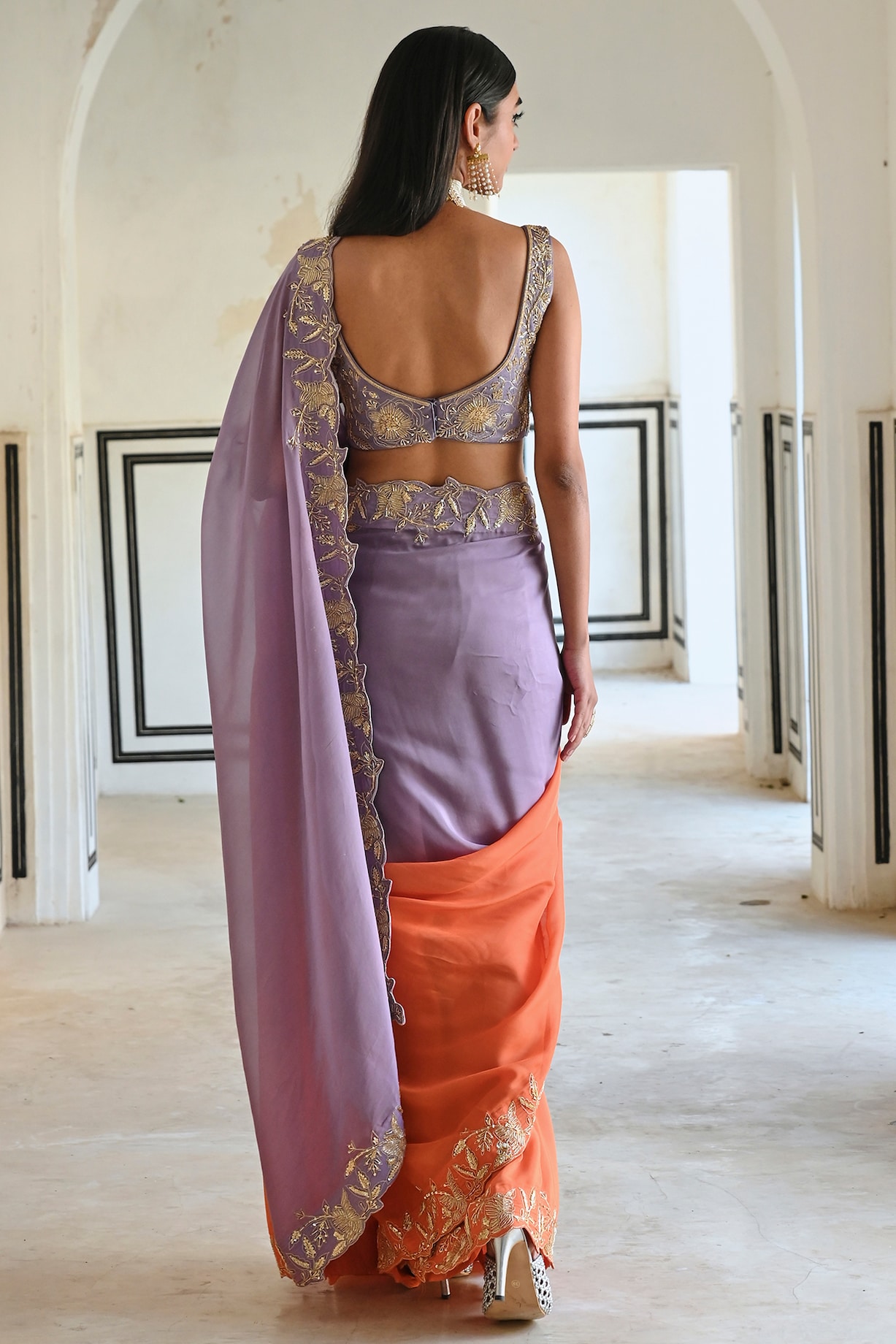 MELLOW ORANGE SAREE SET main image 0