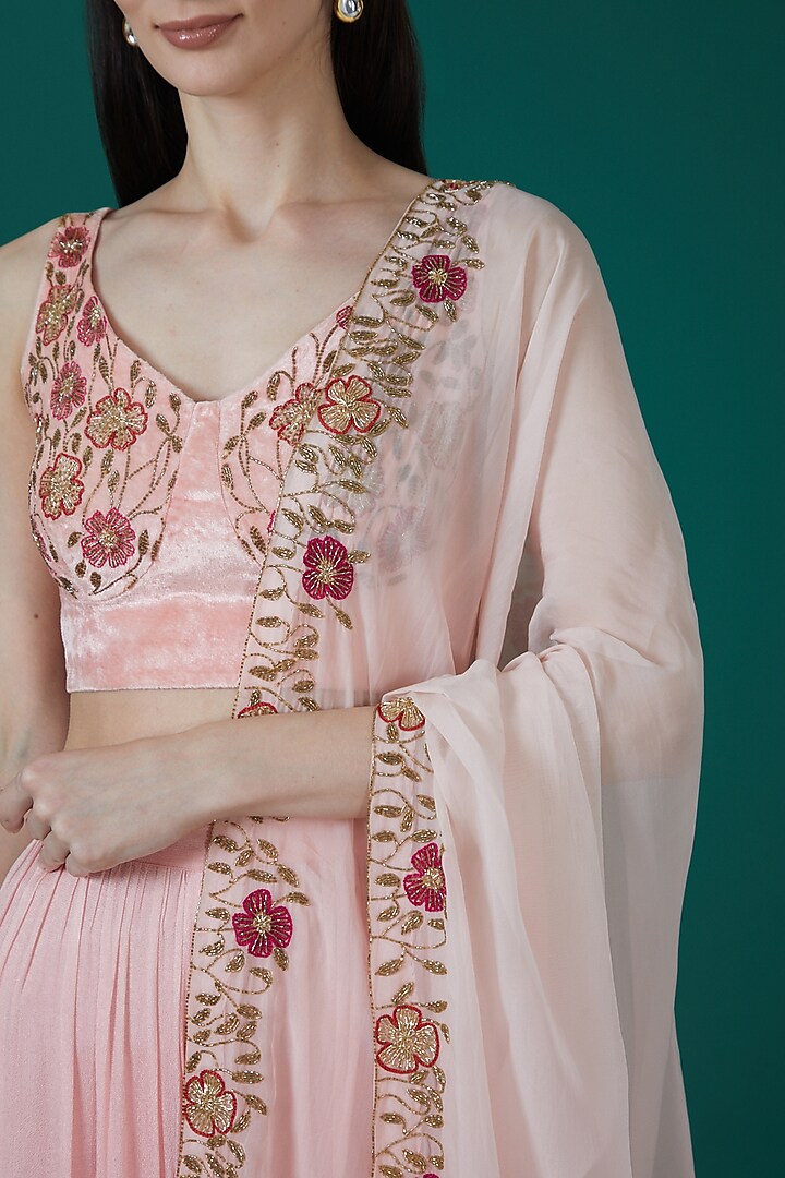 Blush Pink Crepe & Viscose Wedding Sharara Set by Ease at Pernia's Pop Up Shop