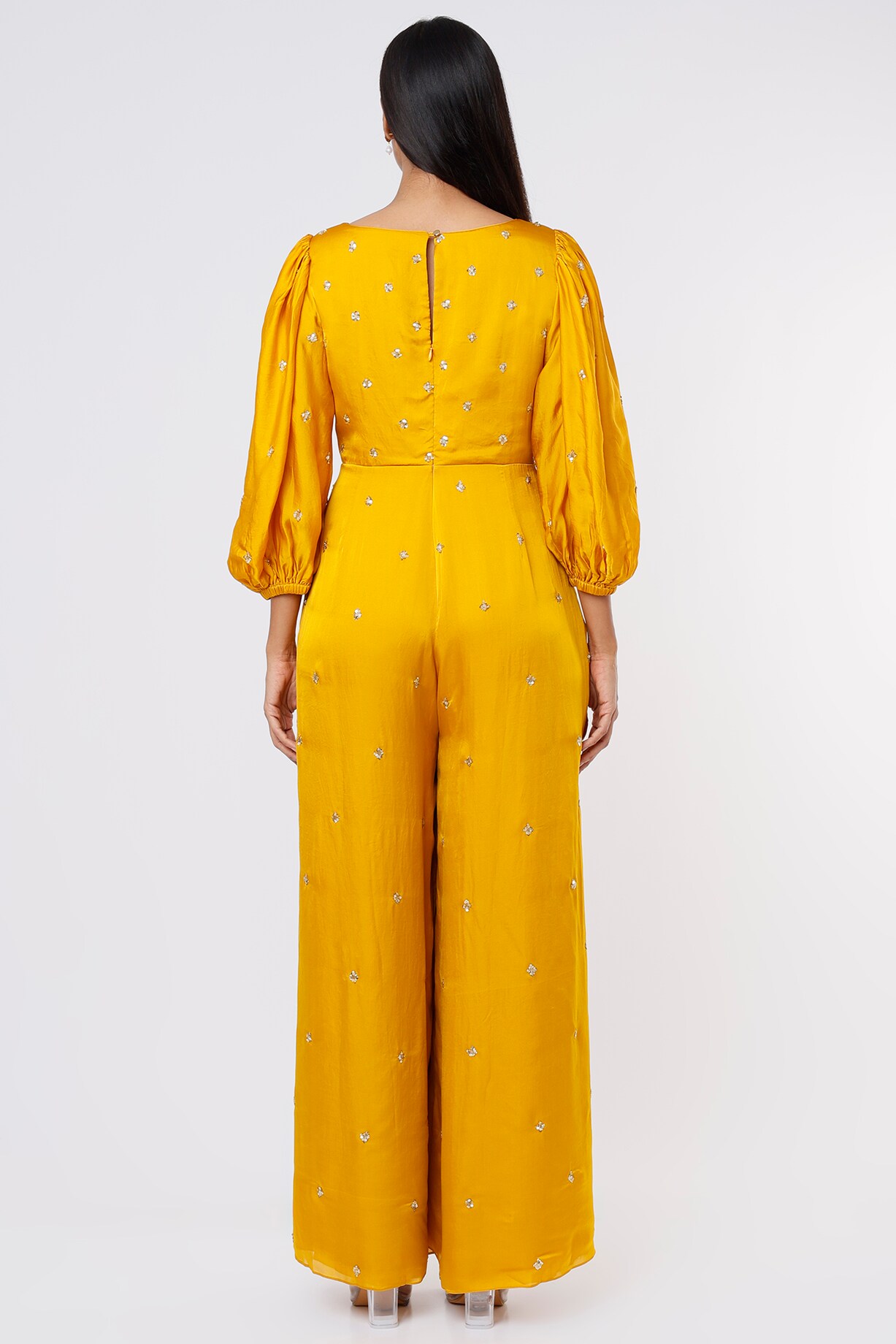 Pernia's Pop Up Shop - Ease Women Mango Yellow Satin Organza Jumpsuit