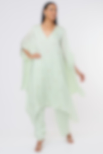 Mint Blue Embroidered Kurta Set by Ease at Pernia's Pop Up Shop