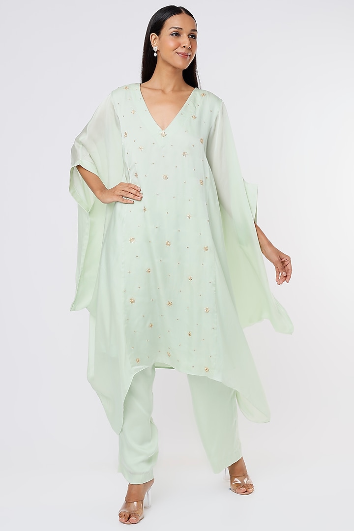 Mint Blue Embroidered Kurta Set by Ease at Pernia's Pop Up Shop