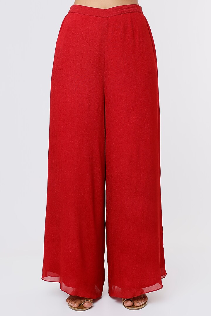 Red Viscose Organza Angrakha Set by Ease at Pernia's Pop Up Shop