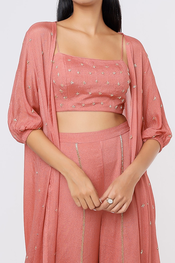 Dark Mauve Crepe Jacket Set by Ease at Pernia's Pop Up Shop