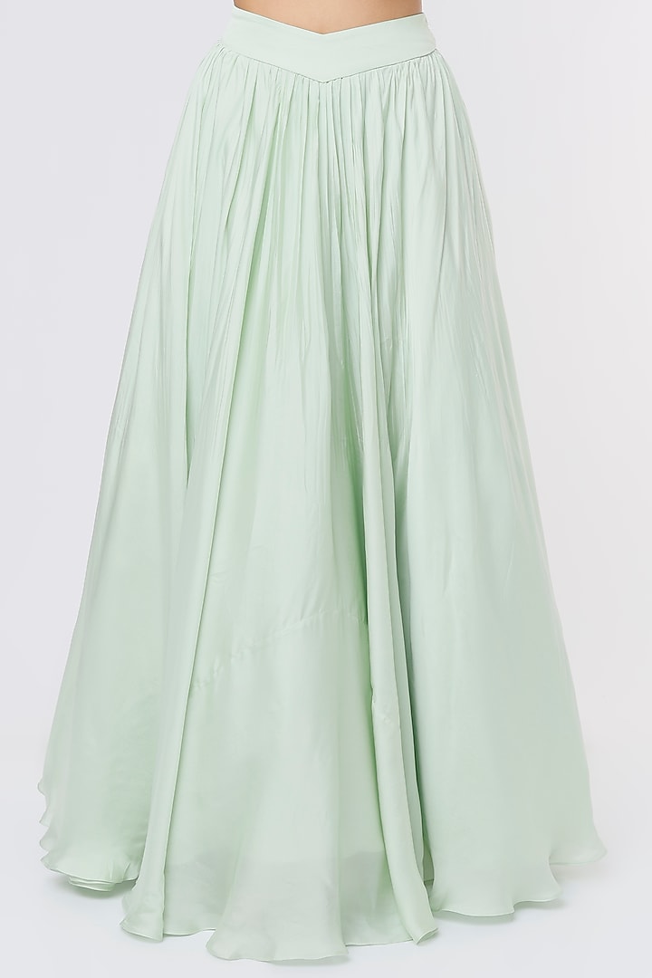 Aqua Satin Organza Wedding Lehenga Set by Ease at Pernia's Pop Up Shop