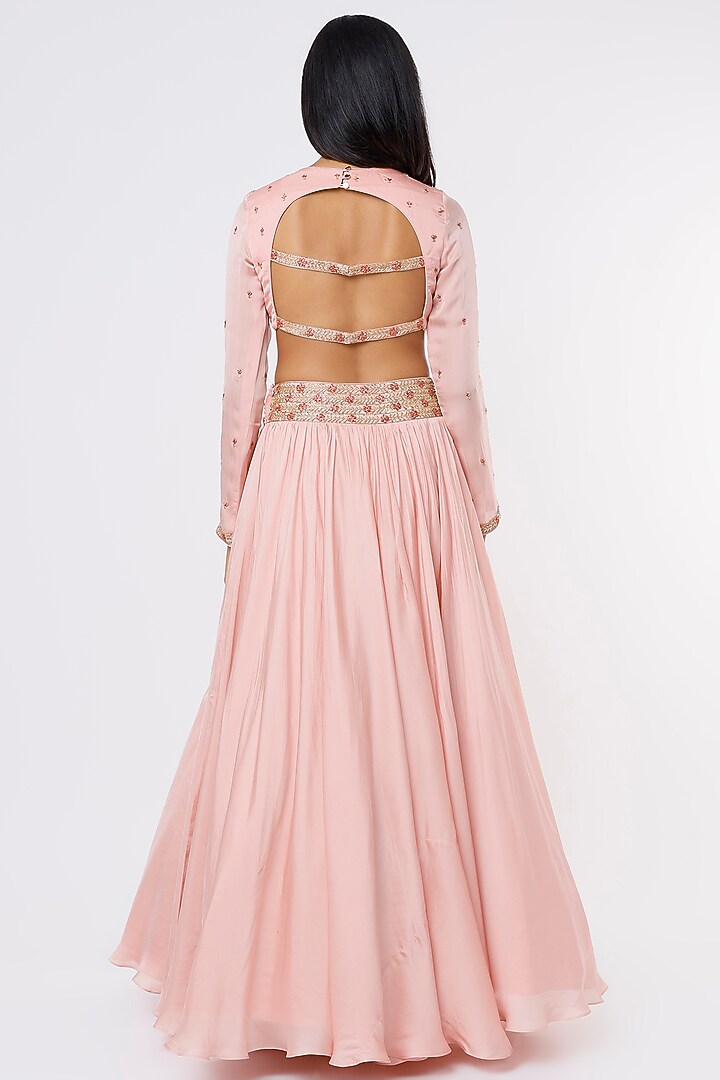 Baby Pink Embroidered Wedding Lehenga Set by Ease at Pernia's Pop Up Shop
