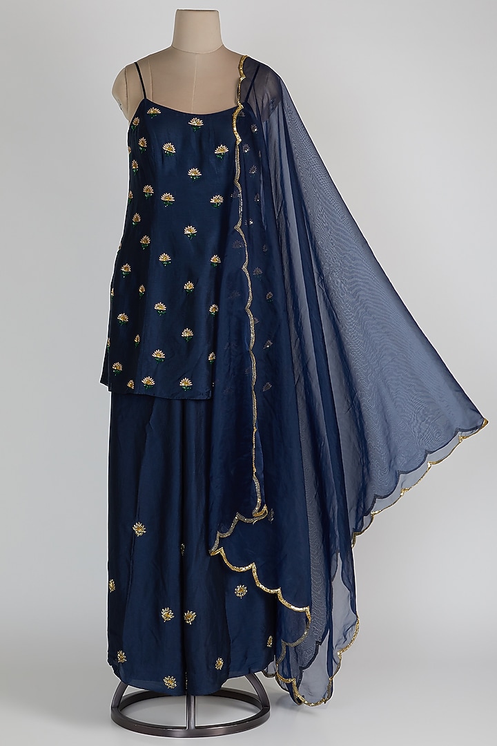 Blue Short Kurta Set by Ease at Pernia's Pop Up Shop