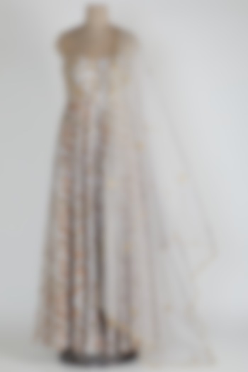 Lilac Floral Corset Wedding Anarkali With Dupatta by Ease at Pernia's Pop Up Shop