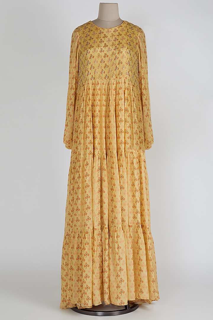 Yellow Tunic With Highlighted Petals by Ease at Pernia's Pop Up Shop