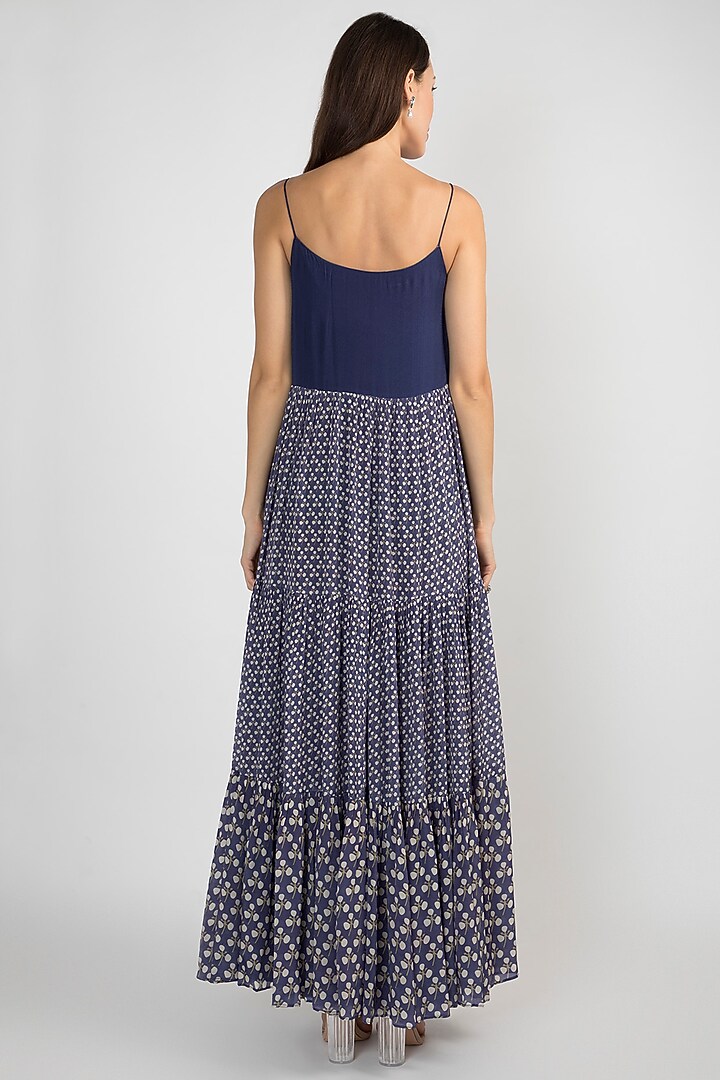 Blue Printed Tiered Summer Dress by Ease at Pernia's Pop Up Shop