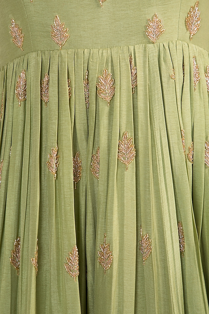 Pista Green Embroidered Wedding Anarkali With Dupatta by Ease at Pernia's Pop Up Shop