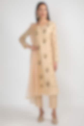 Light Mauve Embroidered Kurta Set by Ease