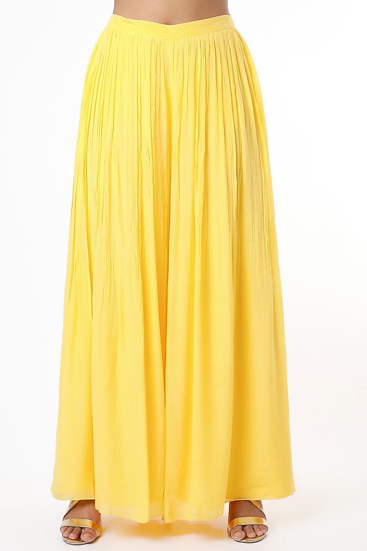 Pale Yellow Crepe Wedding Sharara Set by Ease at Pernia's Pop Up Shop