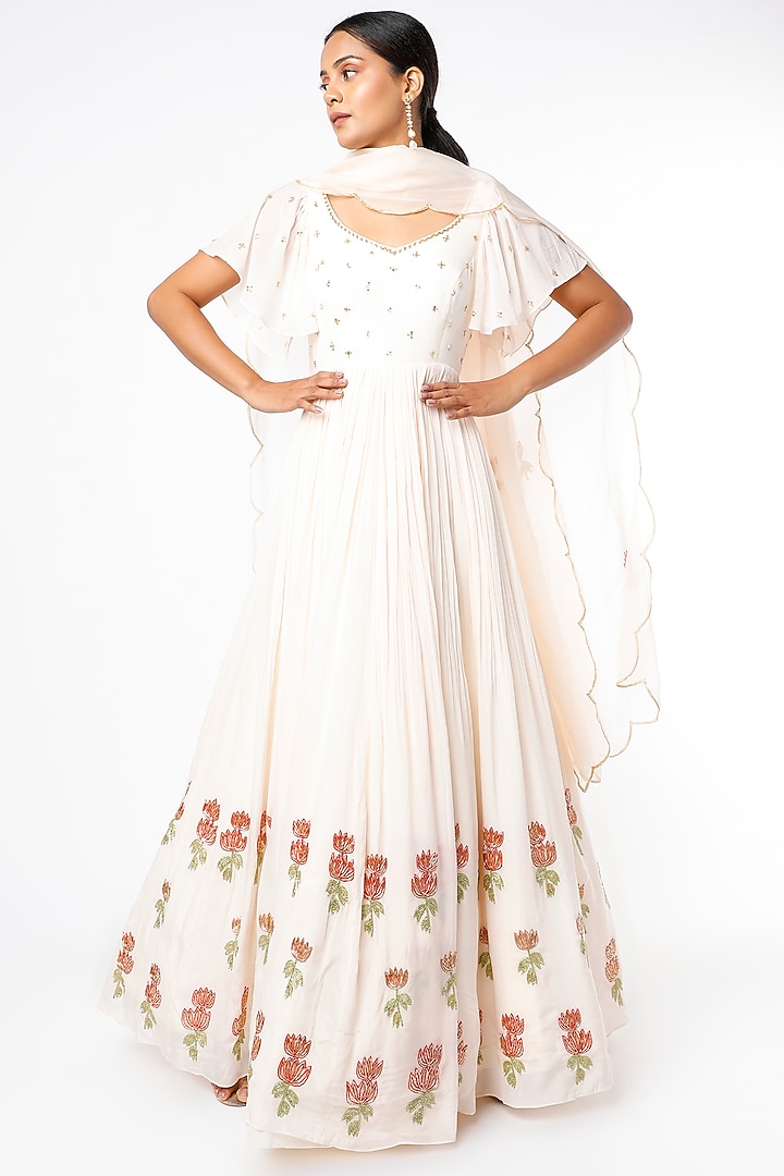 Blush Pink Embroidered Half-Kalidar Anarkali Set by Ease at Pernia's Pop Up Shop