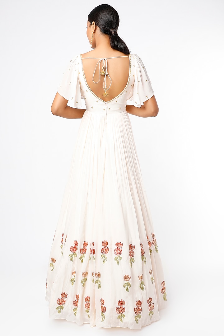 Blush Pink Embroidered Half-Kalidar Wedding Anarkali Set by Ease at Pernia's Pop Up Shop